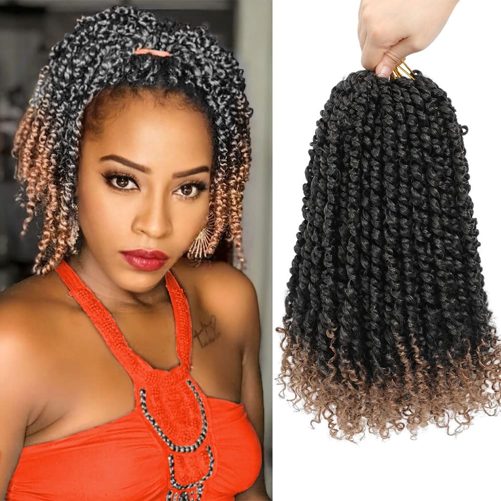 9 Packs Passion Twist Crochet Hair 10 Inch Pre-twisted Passion Twist Hair Pre Looped Crochet Passion Twist Hair Short Passion Twist Crochet Braids