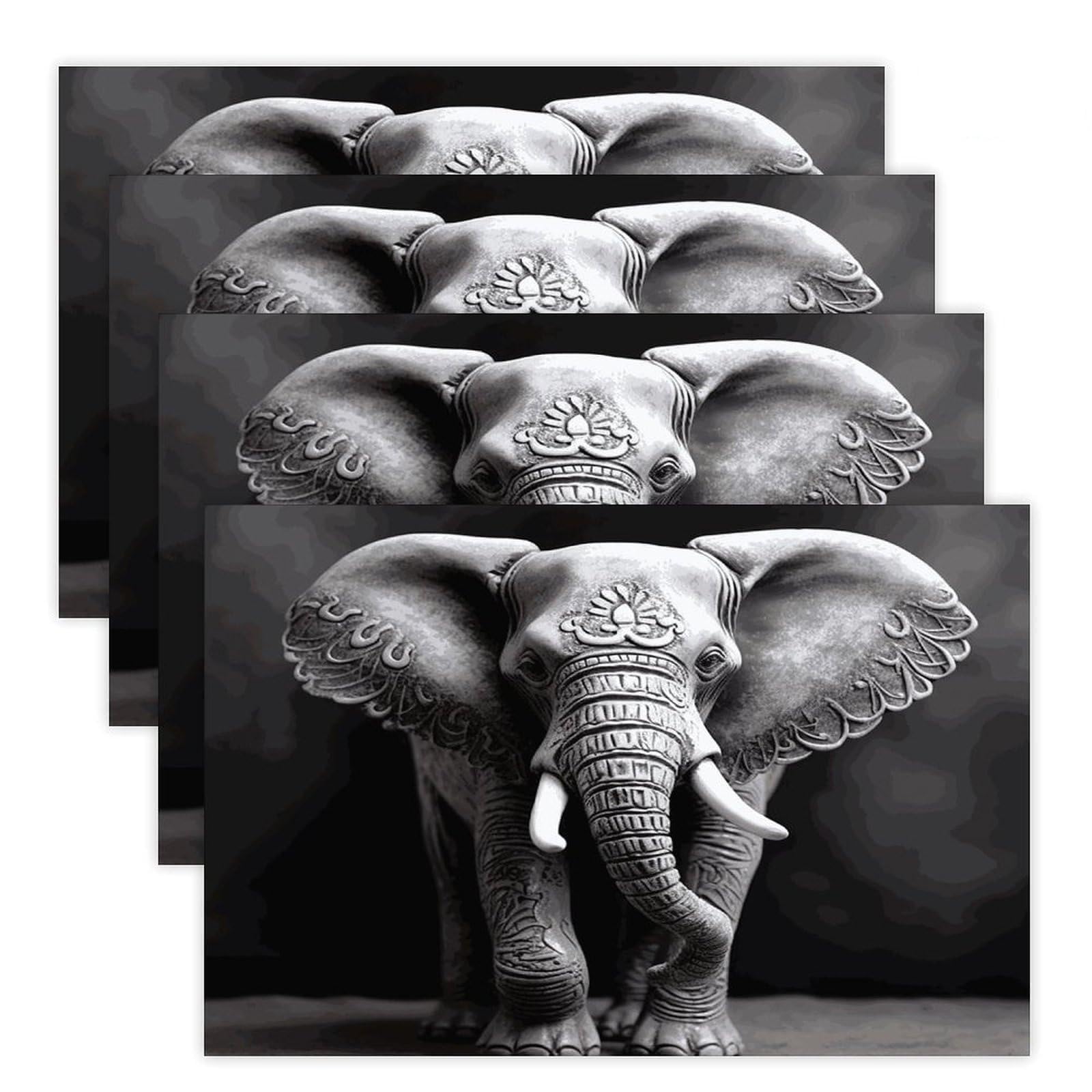 Gray Elephant Placemats Heat-Resistant Washable Place Mats Anti Slip Dining Table Place Mats Wipeable Dining Table Mats Kitchen Decoration Placemats 17.7’’×11.8’’