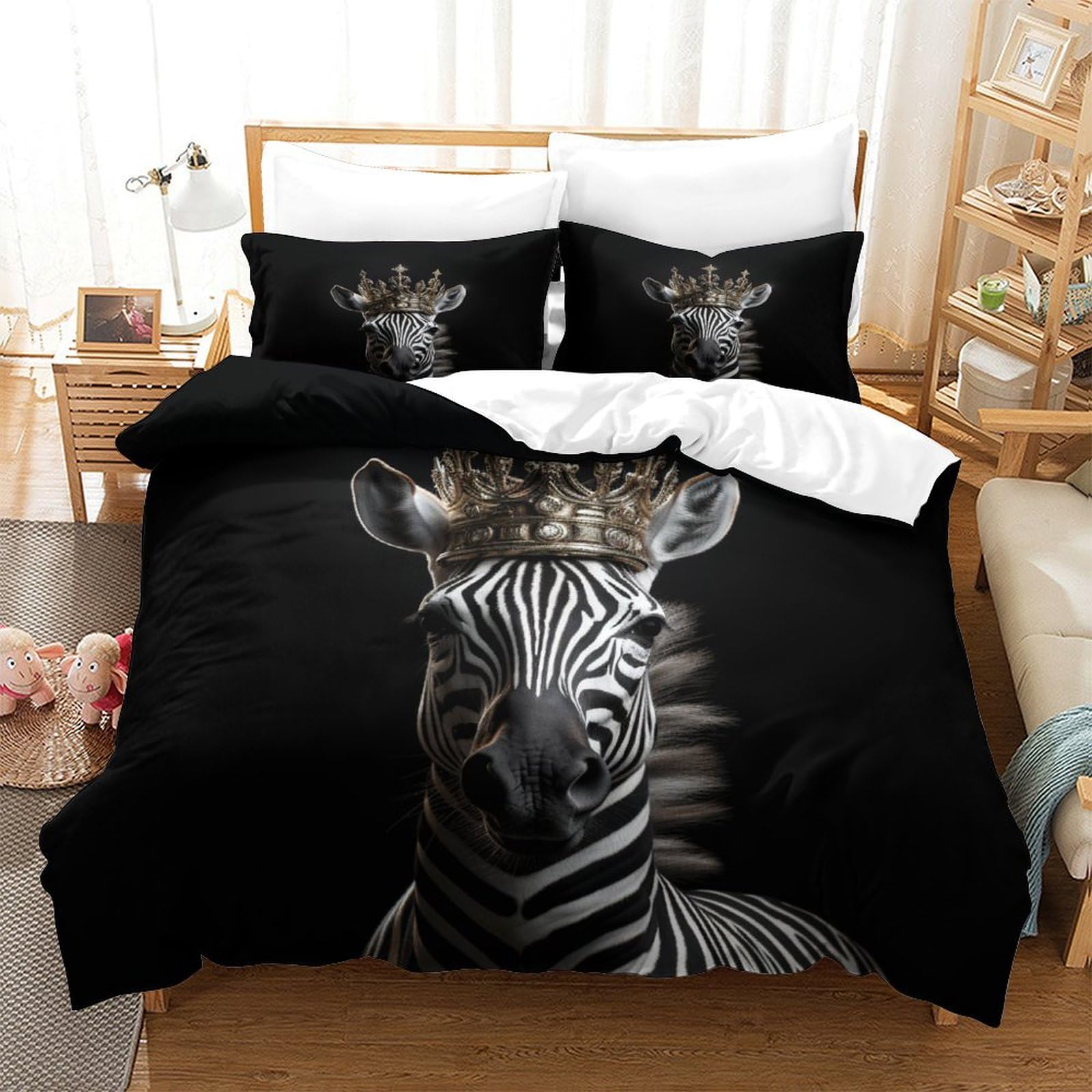 P1S9U7W5Y 3D Printed wildlife zebra Duvet Cover Set 3pcs Microfiber zebra Bedding Set Double