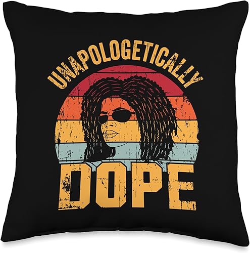 Miniatura 4 de Unapologetically Dope African American Melanin Afro Outfit Throw Pillow, 18x18, Multicolor
