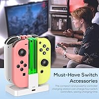 Vista 4 de Repuesto de muelle de carga para interruptor y cargador para interruptor OLED Joy Con, estación de carga para interruptor con un cable de carga USB