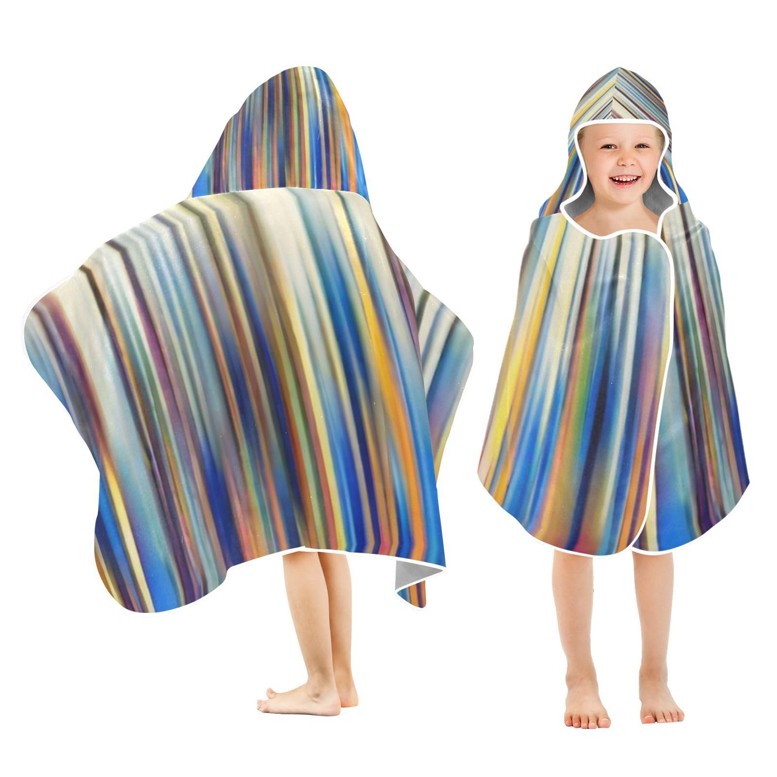 Kigai Colorful Pattern Hooded Beach Towel for Kids Soft Absorbent Quick Dry Bath Towel with Hood Lightweight Toddler Shower Pool Bath Wrap for Boys Girls