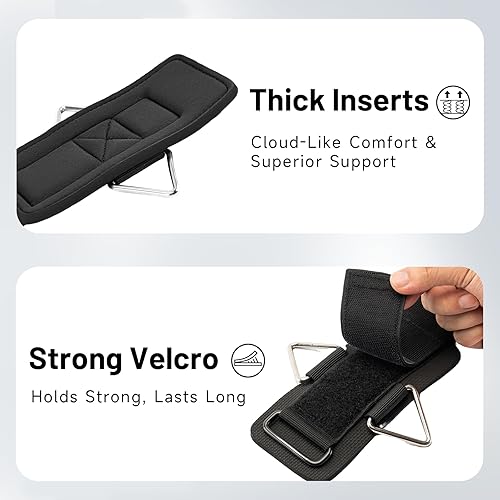 Miniatura 3 de Puños de muñeca con hebilla triangular ajustable para máquinas de cable, función 2 en 1, puños de muñeca para gimnasio con acolchado de neopreno de