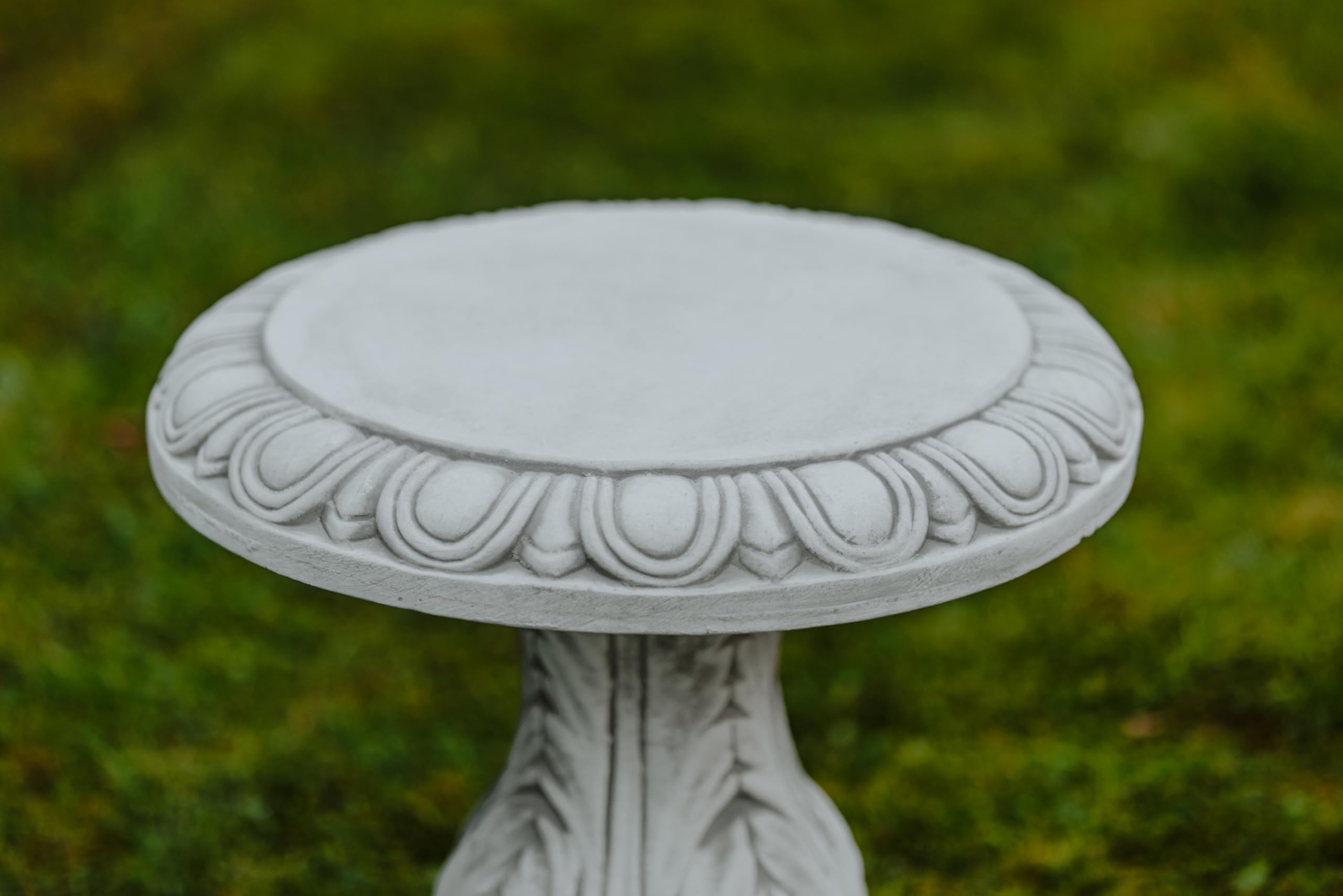 gartendekoparadies.de Runder Hocker Gartenstuhl, H. 47 cm, 43 kg, Grau, frostsicher aus Steinguss für Außenbereich