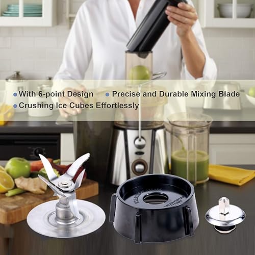 Miniatura 4 de Piezas de repuesto de cuchilla de licuadora compatibles con licuadora Oster Oster Osterizer con tapa base de tarro y 3 juntas de sello de goma o