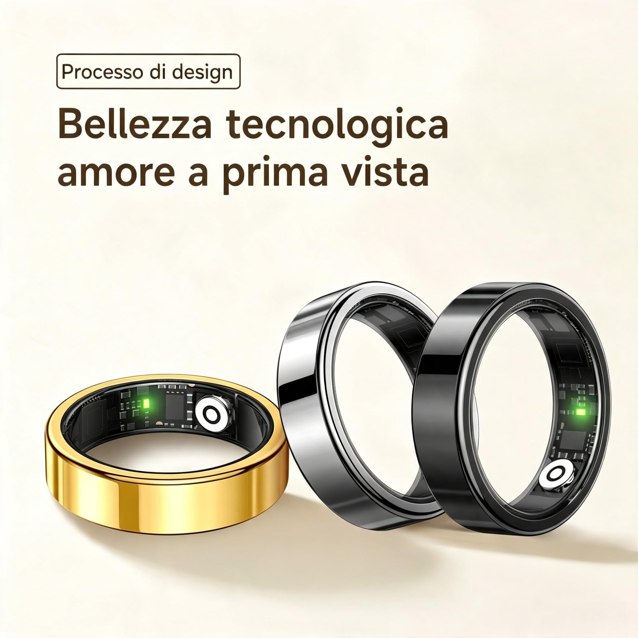 MEIION Anello Smart Volovivo con Carica Wireless - Per Uomini e Donne | Per Uomini e Donne, Monitoraggio Sonno, Battito Cardiaco,Temperatura, Contapassi, Modalità Sportive per Uso Quotidiano