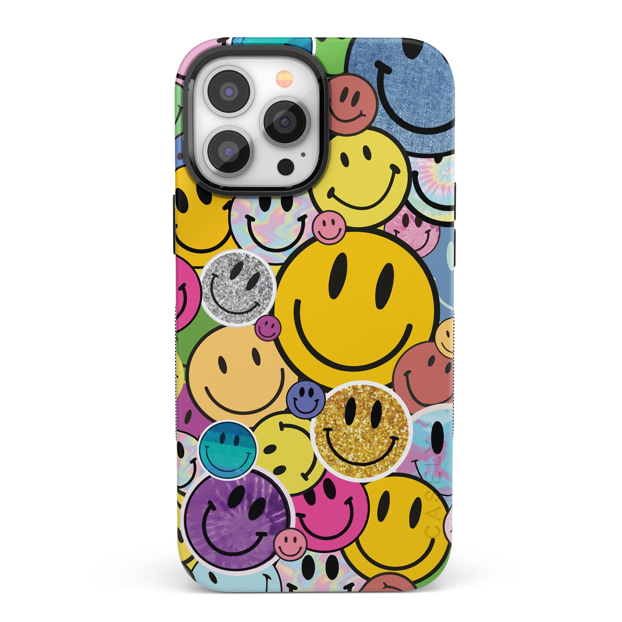 Casely iPhone 13 Pro Case | Compatible with MagSafe | All Smiles | Smiley Face Sticker Case