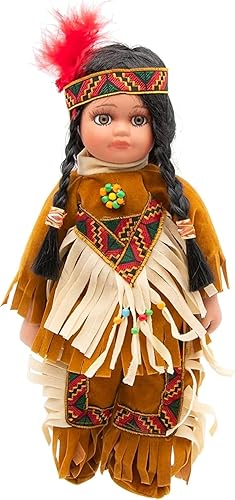 Muñeca nativa americana Magena de porcelana de 10 pulgadas