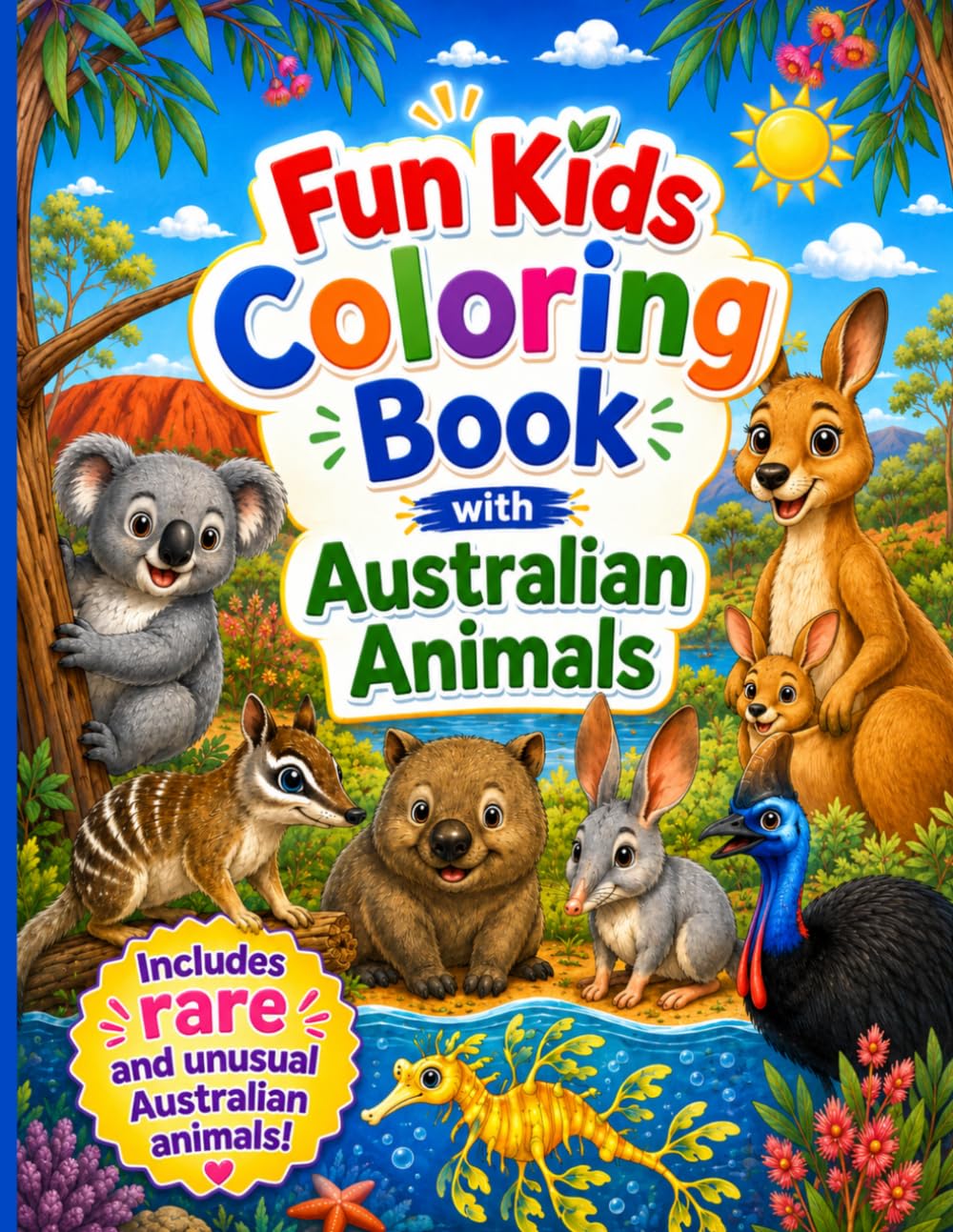 Fun Kids Coloring Book with Australian Animals: Includes rare and unusual Australian animals!