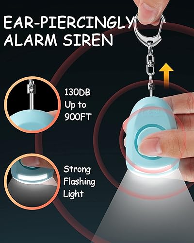 Miniatura 2 de ANKOSHUN - Llavero de seguridad para mujer, alarma personal, paquete de 2 unidades, sirena de 130 dB y luz estroboscópica, para estudiantes,