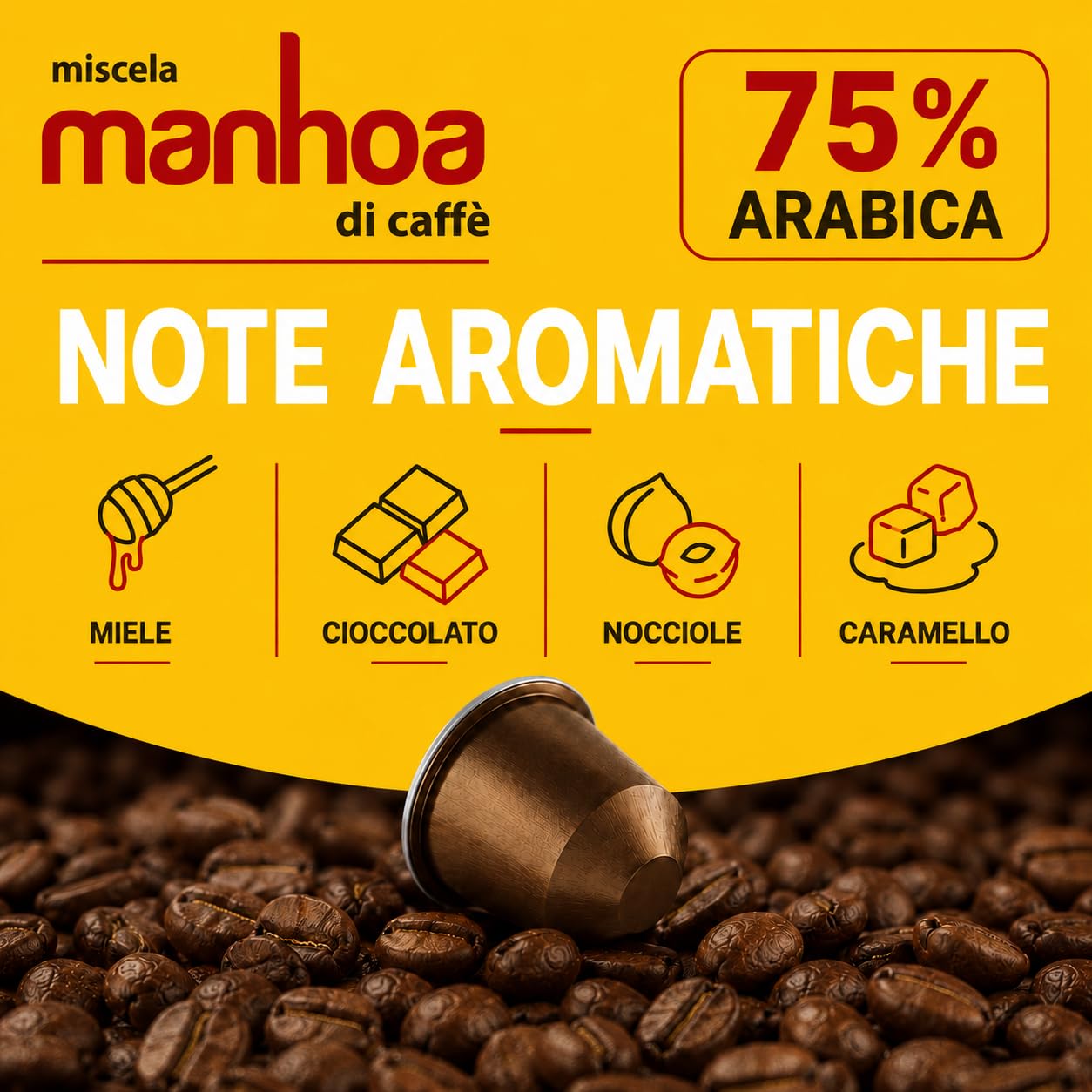 Passalacqua Caffè Premium – Manhoa 100 Cialde ESE 44mm – Tostatura Autentica Napoletana 75% Arabica – Dolce e Aromatico con Note di Miele, Cioccolato e Caramello – Made in Italy