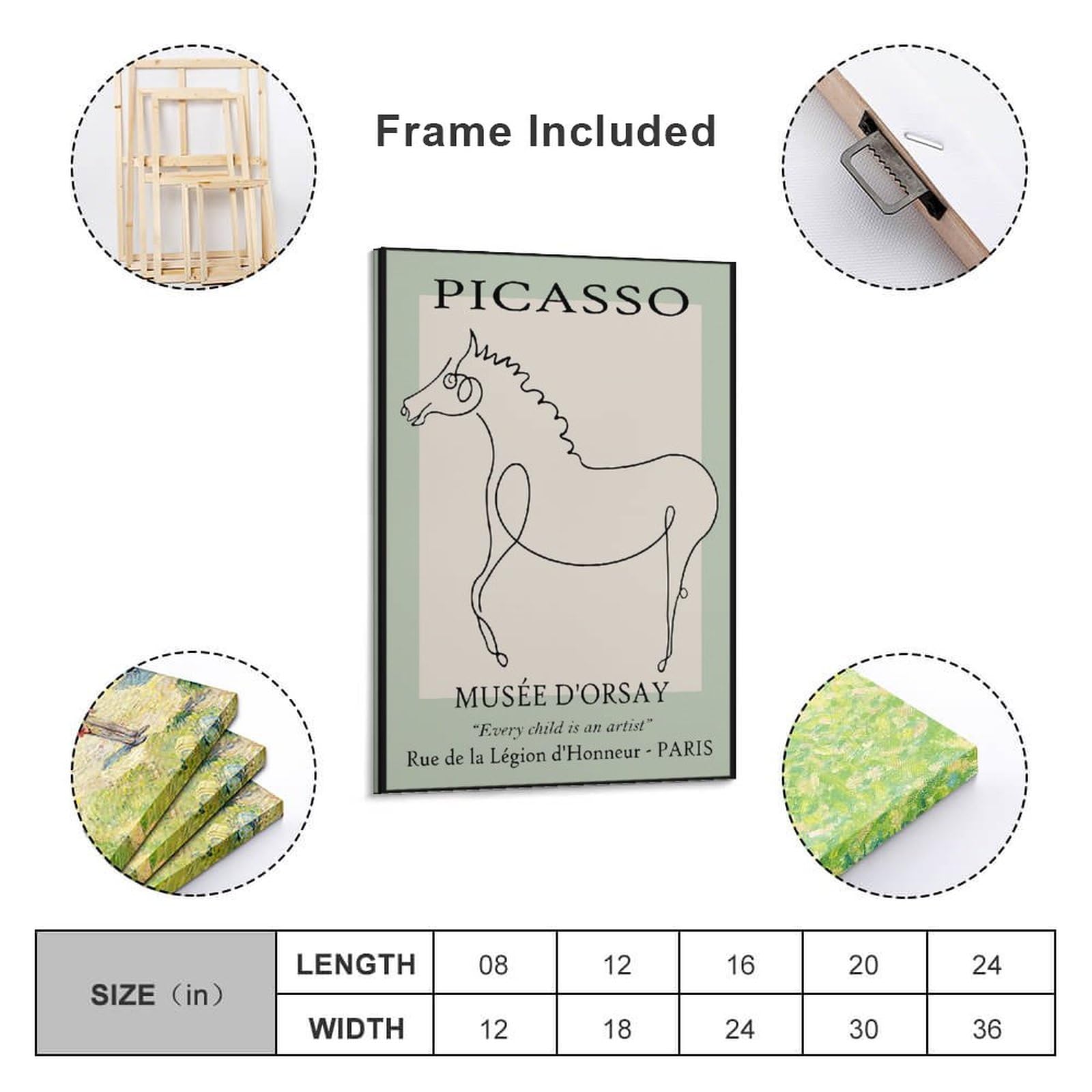 Amazon.co.jp: ピカソ アート プリント、ポスター馬ライン アート