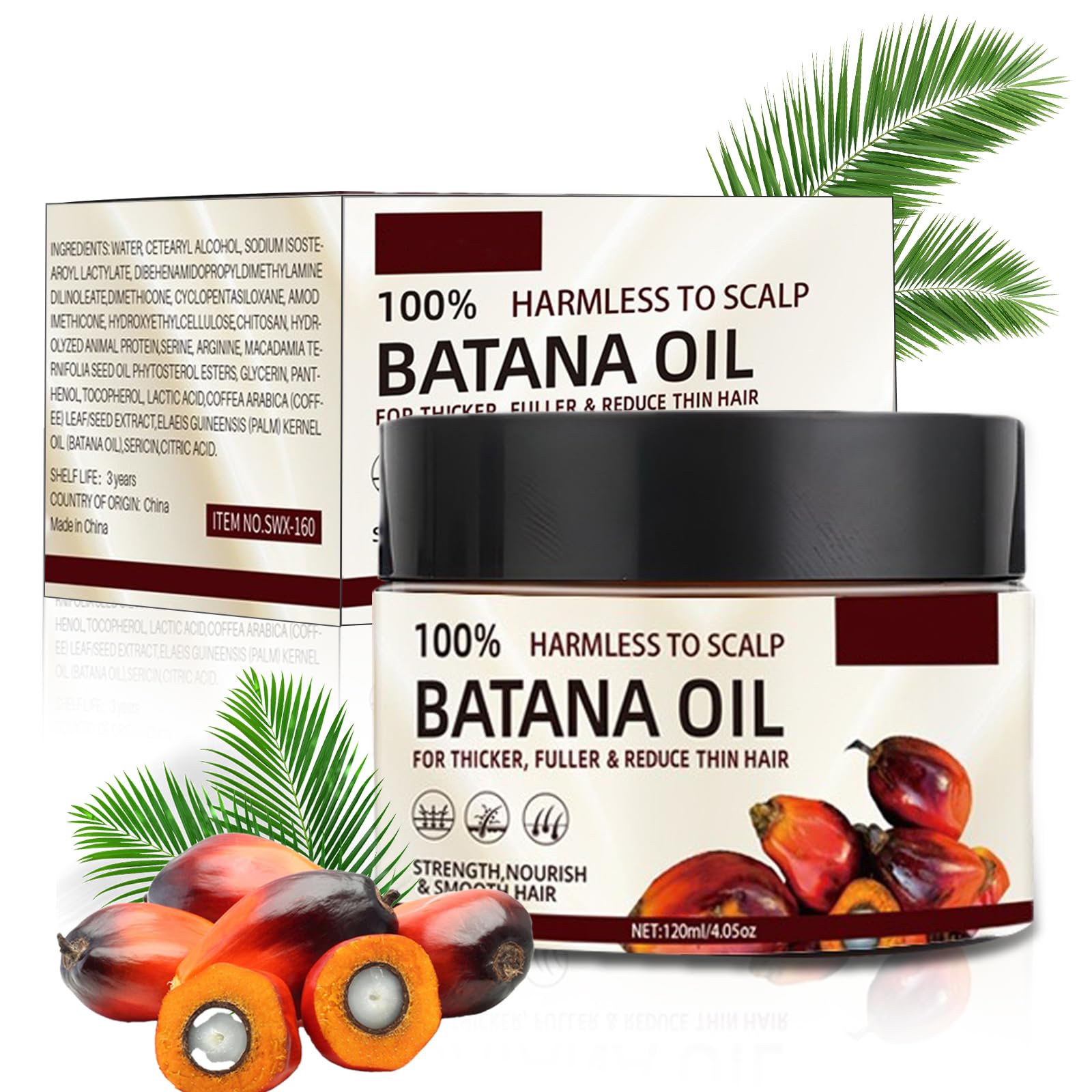 Raw Batana Oil for Hair Growth 100% Natural Pure Batana Oil from Honduras, Organic Hair Oil Repairs Damaged Hair