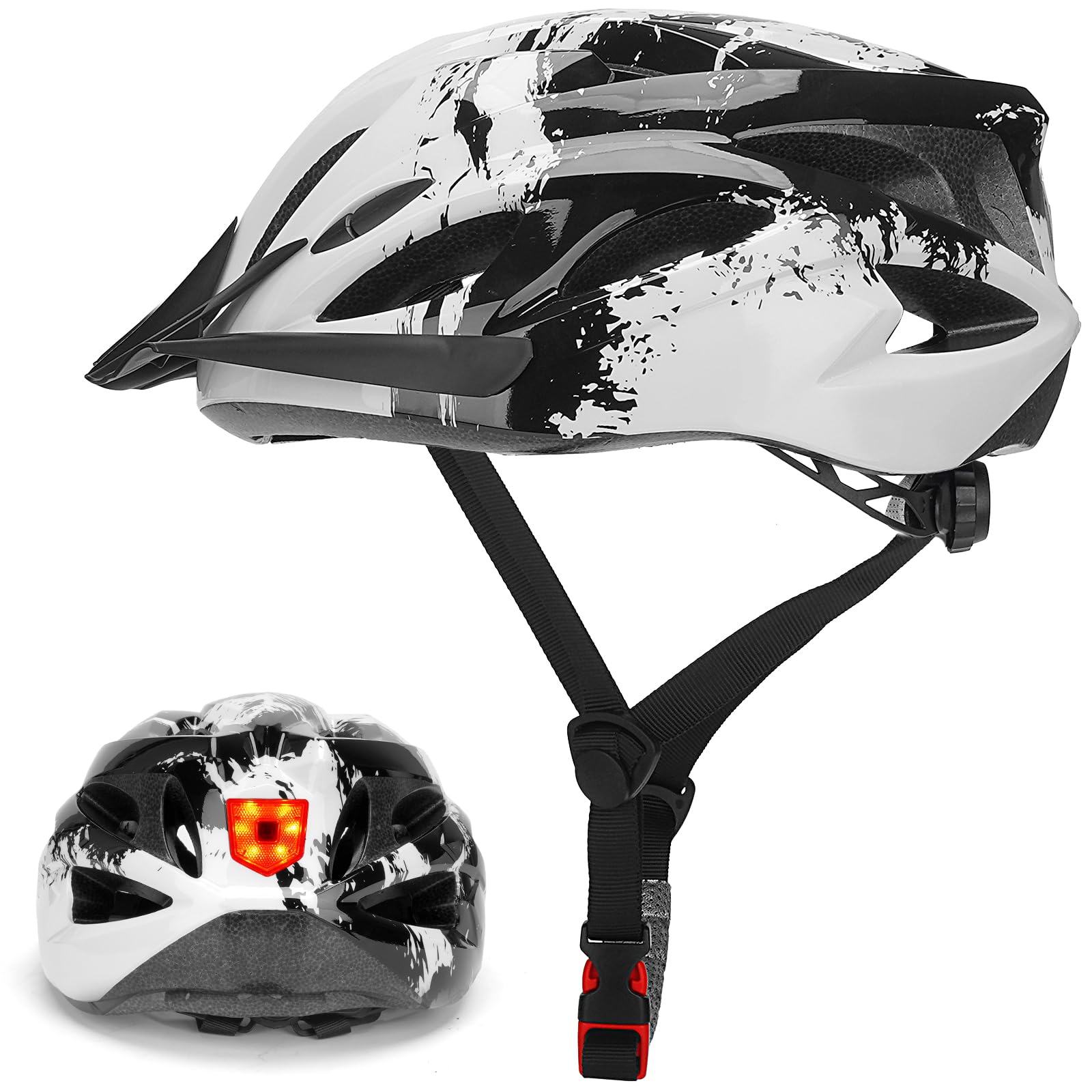 Fahrradhelm Erwachsene mit Licht für Damen und Herren 57-62CM, Radhelm, Cityhelm Urban Fahrradhelm für Herren Damen mit Abnehmbarer Magnetische Schutzbrille Visier