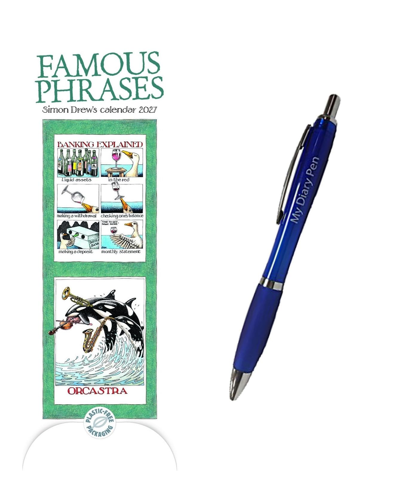 Simon Drews Famous Phrases Slim Calendar 2027 + EXCLUSIVE LIMITED EDITION PEN
