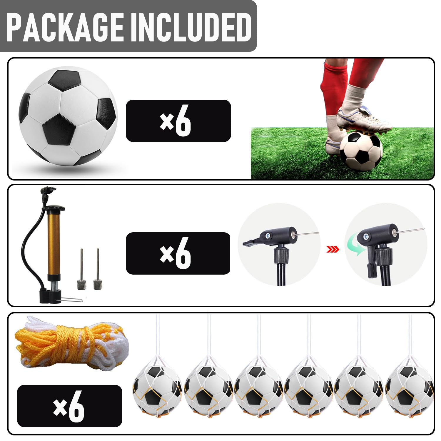 6 balones de fútbol desinflados a granel con tamaño de bomba 5/4/3, balón de fútbol deportivo para adultos, para partido, regalo de fiesta de cumpleaños