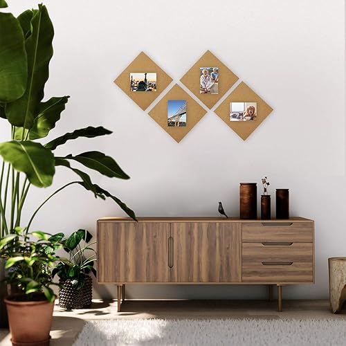 Miniatura 7 de Paquete de 4 tableros de corcho de 12 x 12 pulgadas - 12 pulgadas de grosor, tableros de anuncios cuadrados, hojas de corcho con tablero de