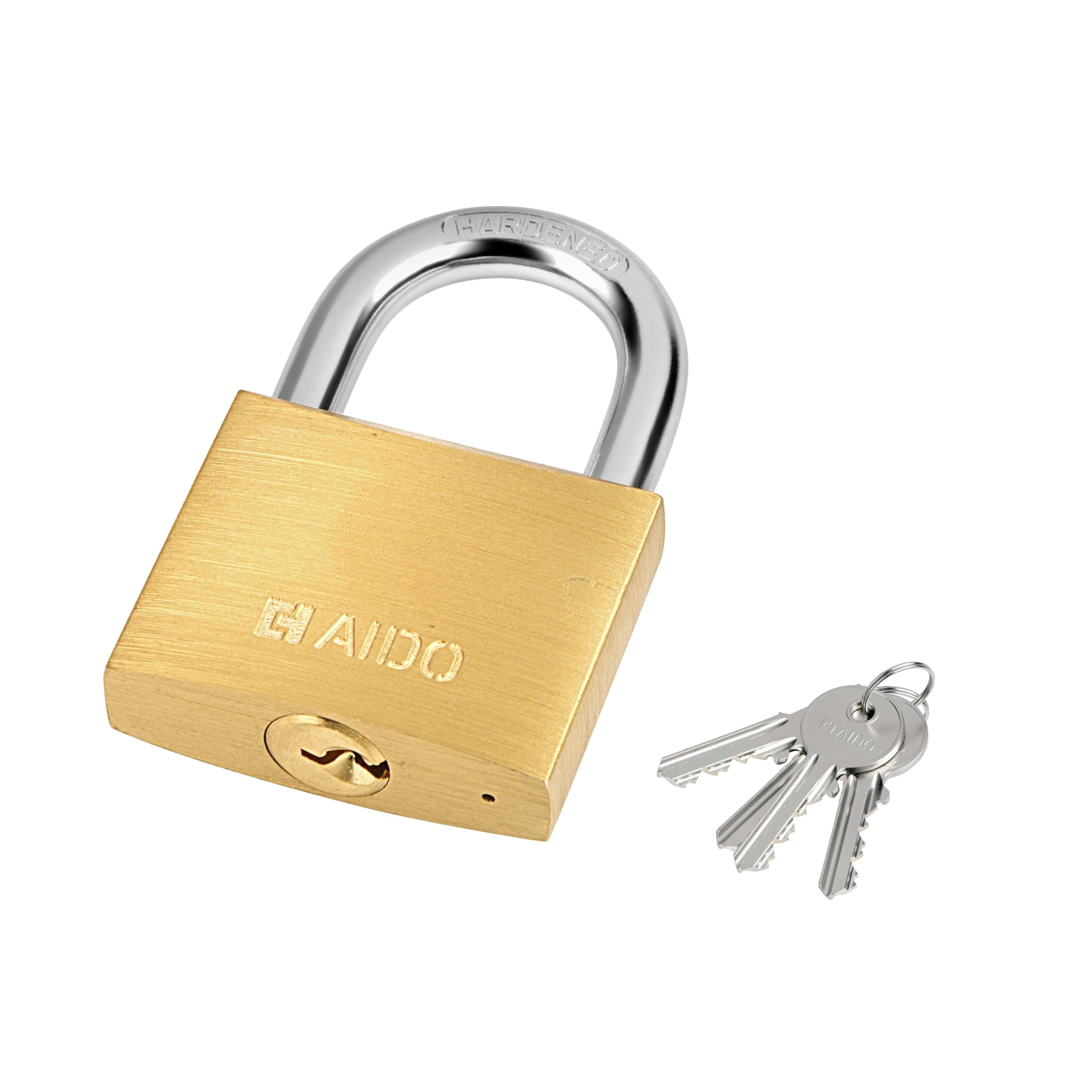AIDO by dormakaba Group 40mm Solid Brass Padlock | Lock for Main Doors, Home, Luggage, Cabinets, Lockers, Toolboxes | 4 Brass Keys | Double Bolt | Hardened Shackle | Water Resistant | 2 Yr Warranty — Amazon image 9