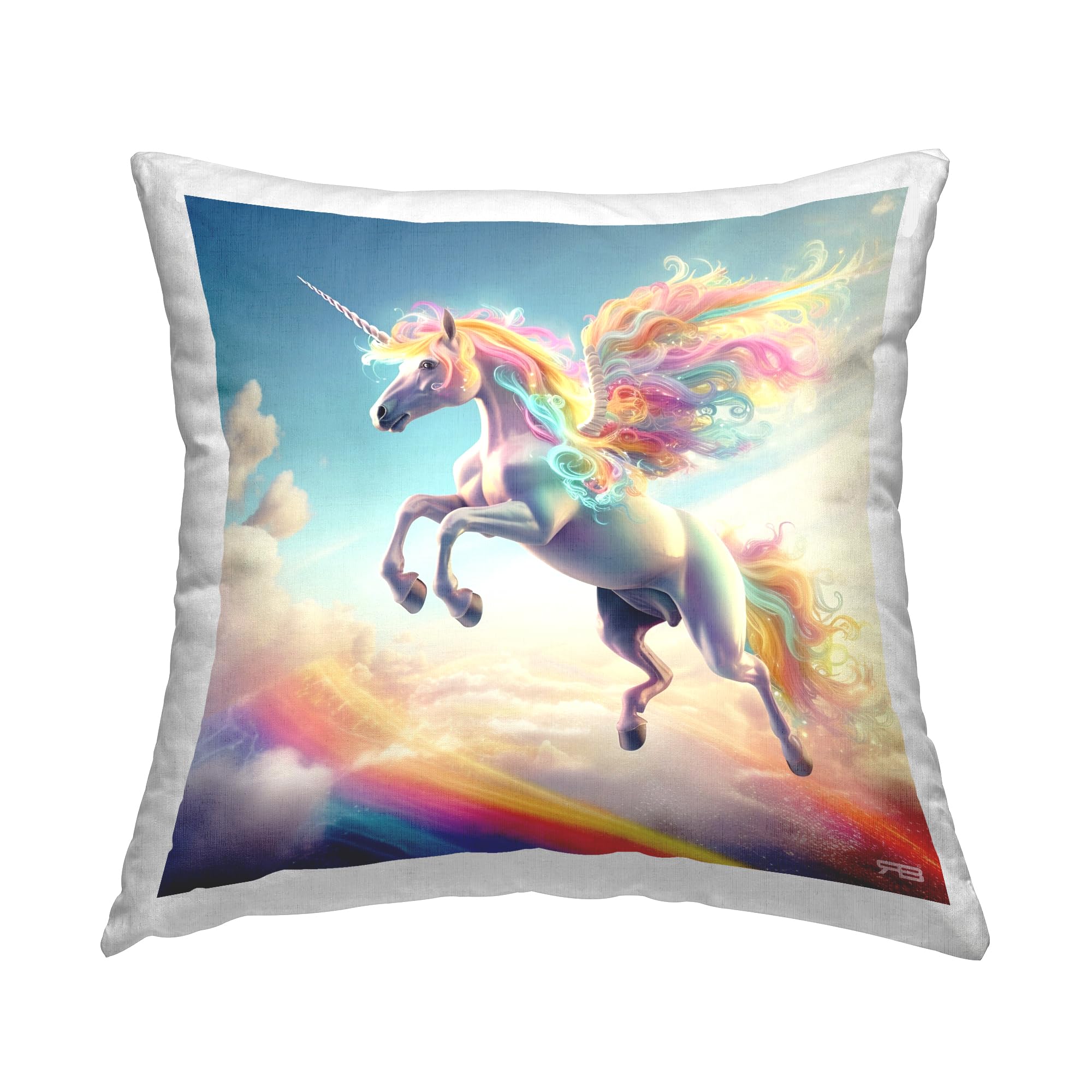 Stupell Industries Majestic Flying Unicorn Indoor Printed Throw Pillow, 18 x 18, Multi-Color