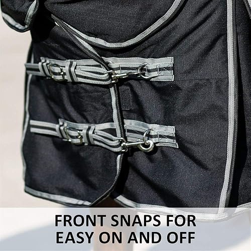 Miniatura 4 de Blizzard - Hoja de participación de caballo - Juego ligero  Cubierta de cuello adjunta  Tamaño 68 - Negro  1200 Denier  Surcingle cruzado