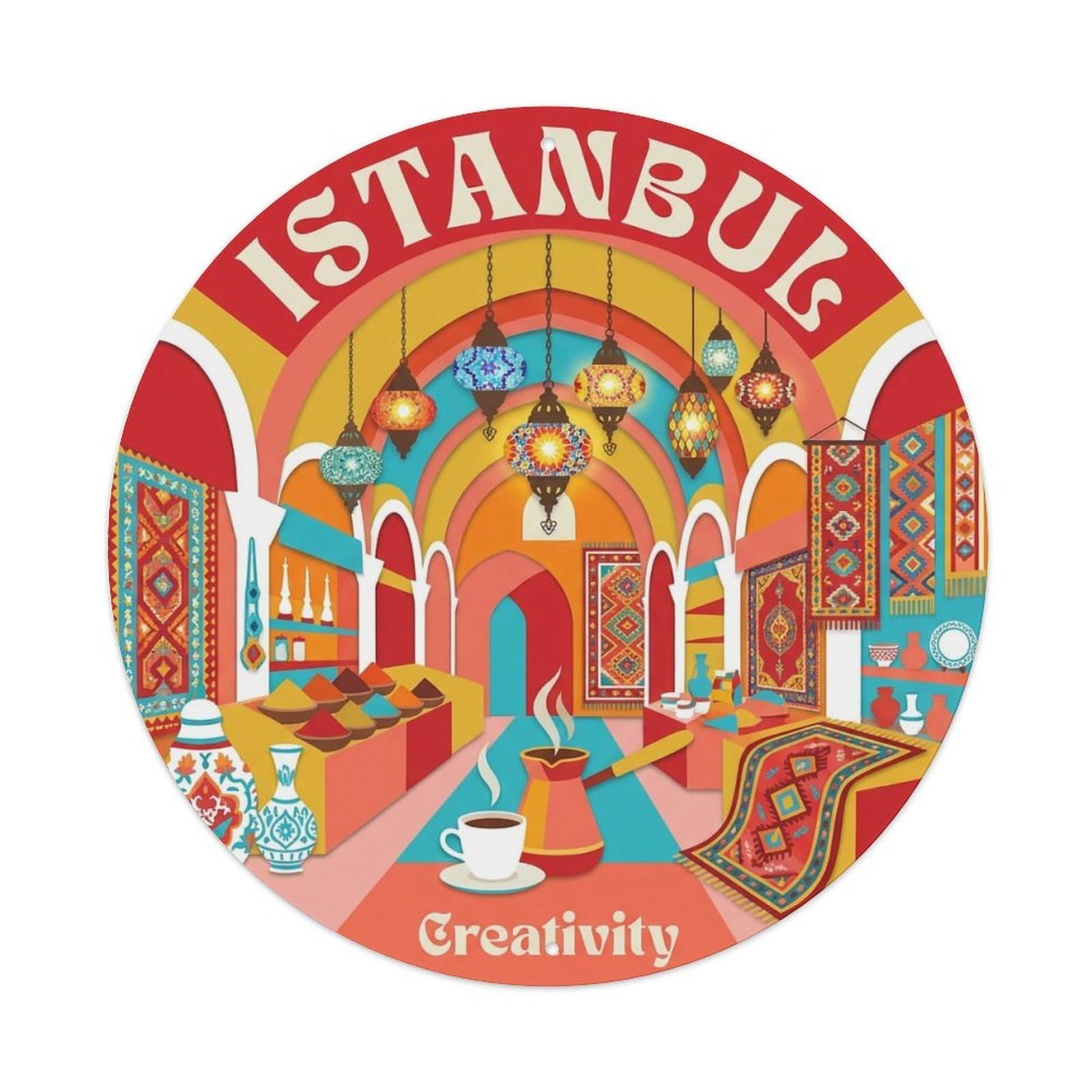 Este 8X8inch Style Vintage Travel Istanbul Turkey Creativity Metal Tin Sign