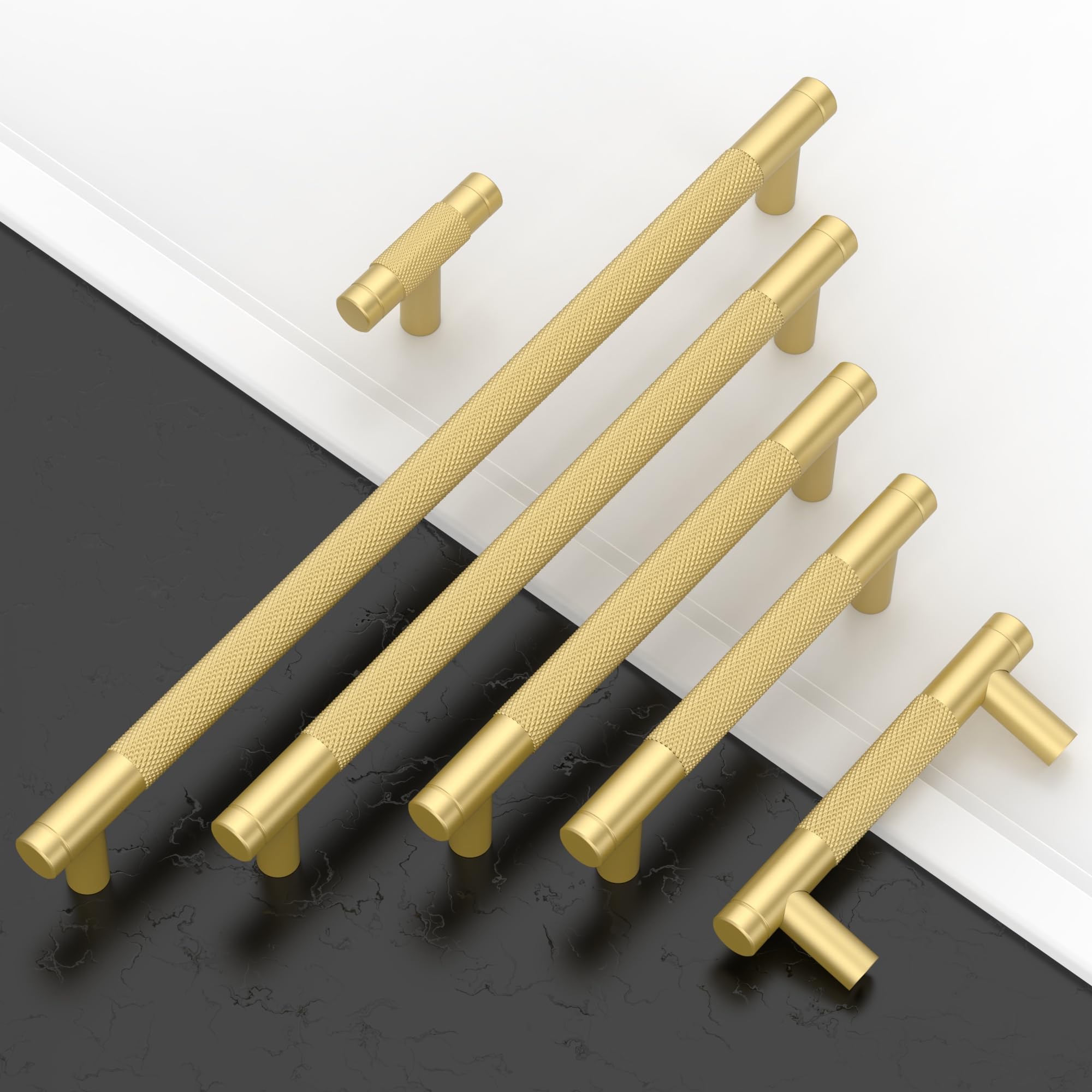 Amerdeco 10 Pack 2 Inch Brushed Gold Aluminum Alloy T Bar Cabinet Knobs and Pulls for Bathroom Cabinets, 45mm - Image 2