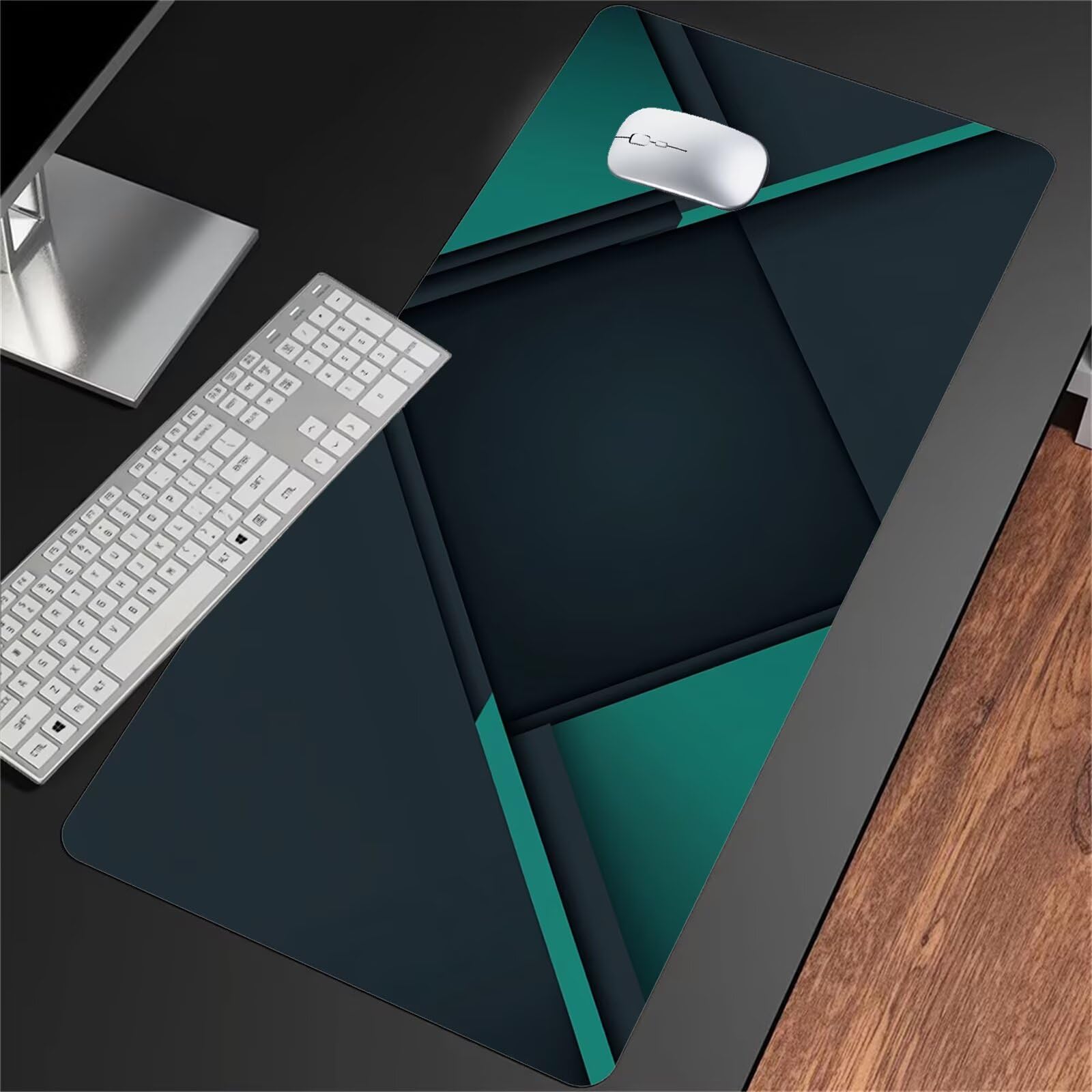 Gaming Mauspad XXL 1200x600x2mm Mauspad Große Waschbares Schreibtischunterlage mit Einer speziellen Oberfläche Verbessert Präzision und Geschwindigkei (Schwarz Geometrisch Grün)