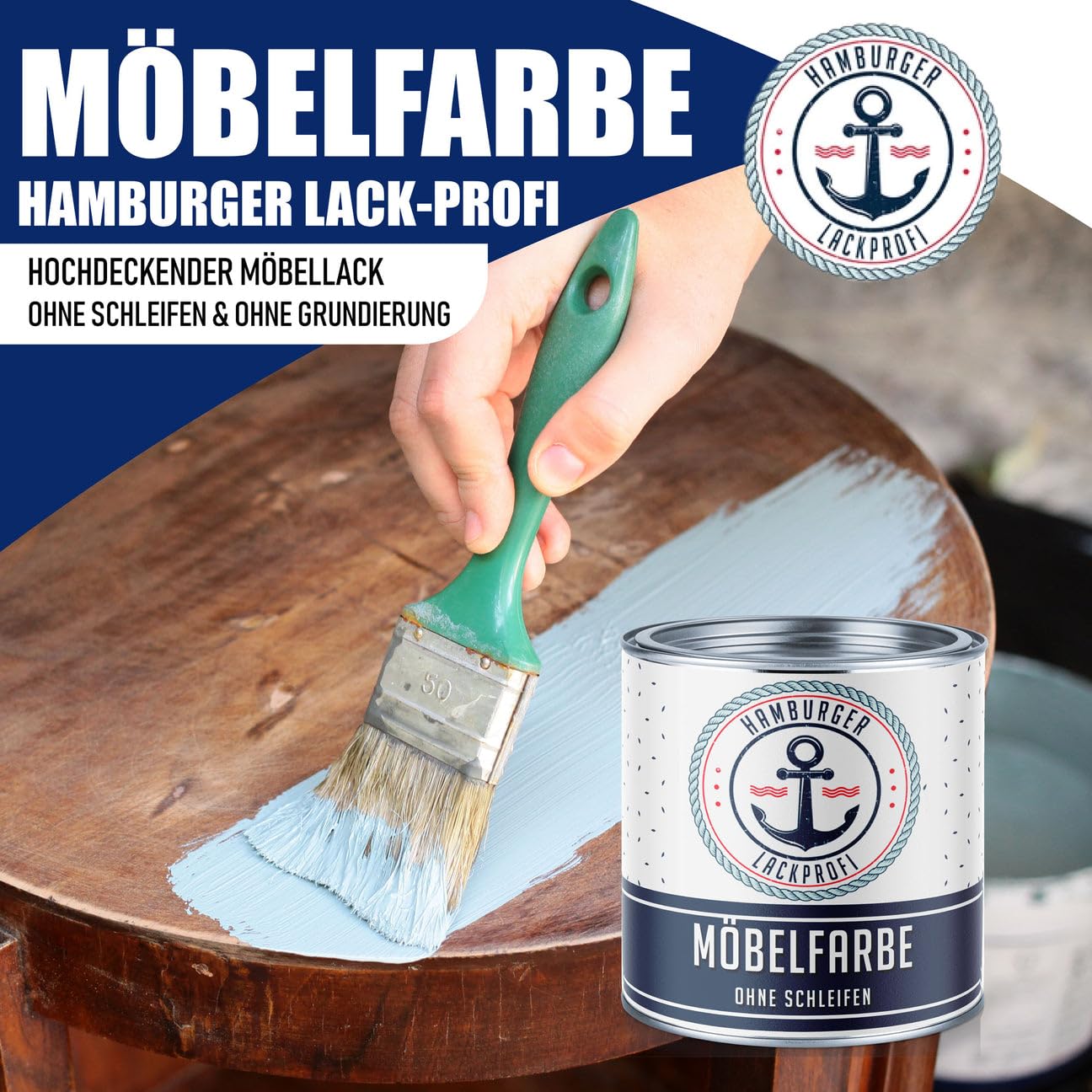 Hamburger Lack-Profi Möbelfarbe SEIDENMATT Weiß RAL 9010 Möbellack 1 L