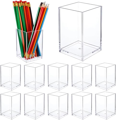 10 soportes acrílicos transparentes para bolígrafos, organizadores acrílicos para accesorios de escritorio de oficina, organizador de bolígrafos de