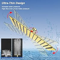 Vista 141 de NearMoon - Cabezal de regadera grande de acero inoxidable cuadrado de lujo en cascada, para instalar en el techo o la pared