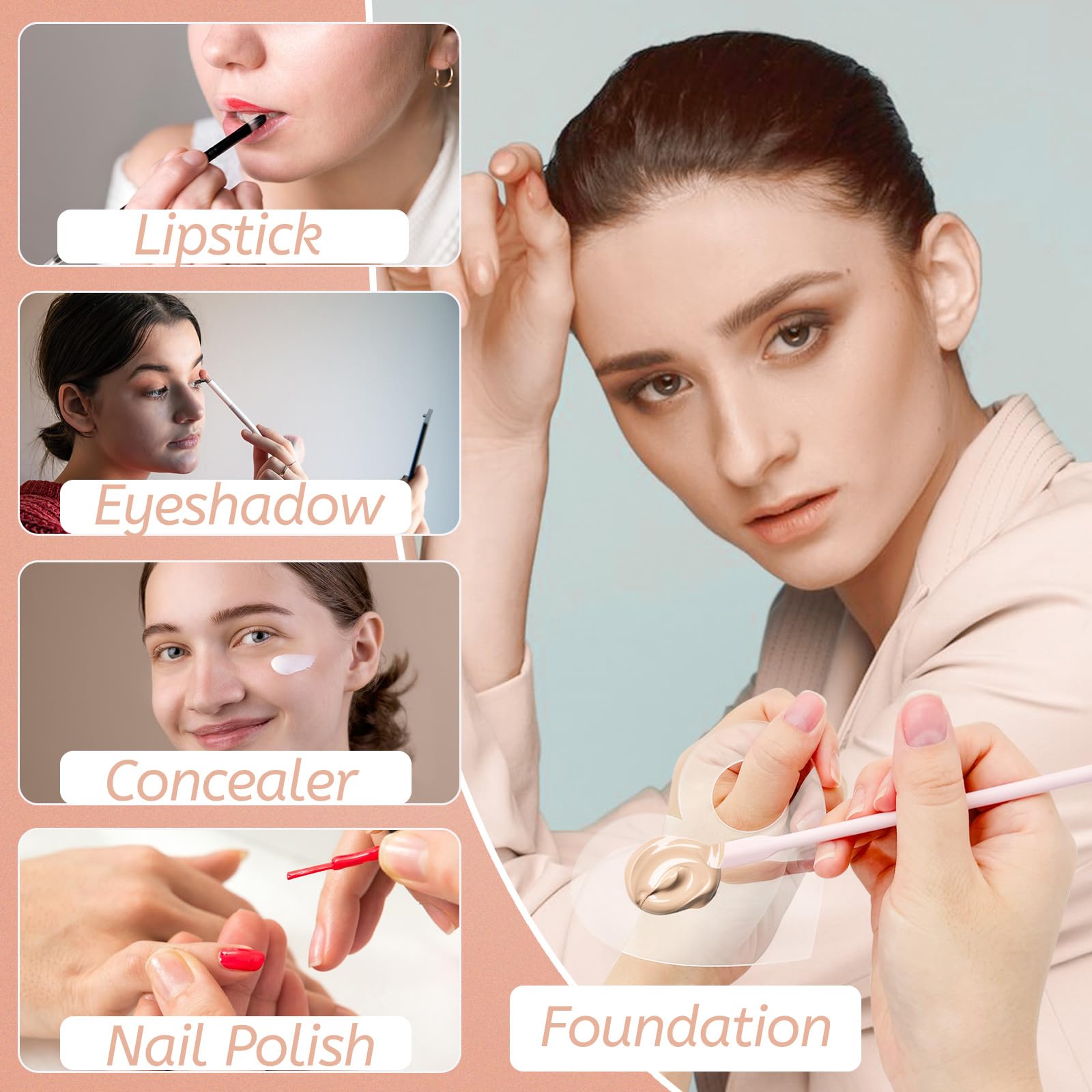 Juego de espátulas para mezclar maquillaje, 2 mini paletas de maquillaje acrílico y 2 espátulas de silicona para el cuidado de la piel, paleta de base de crema para mezclar y guardar 4
