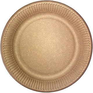 Procos-Platos de cartón (8 Unidades, 23 cm de diámetro), Color marrón, (92063)