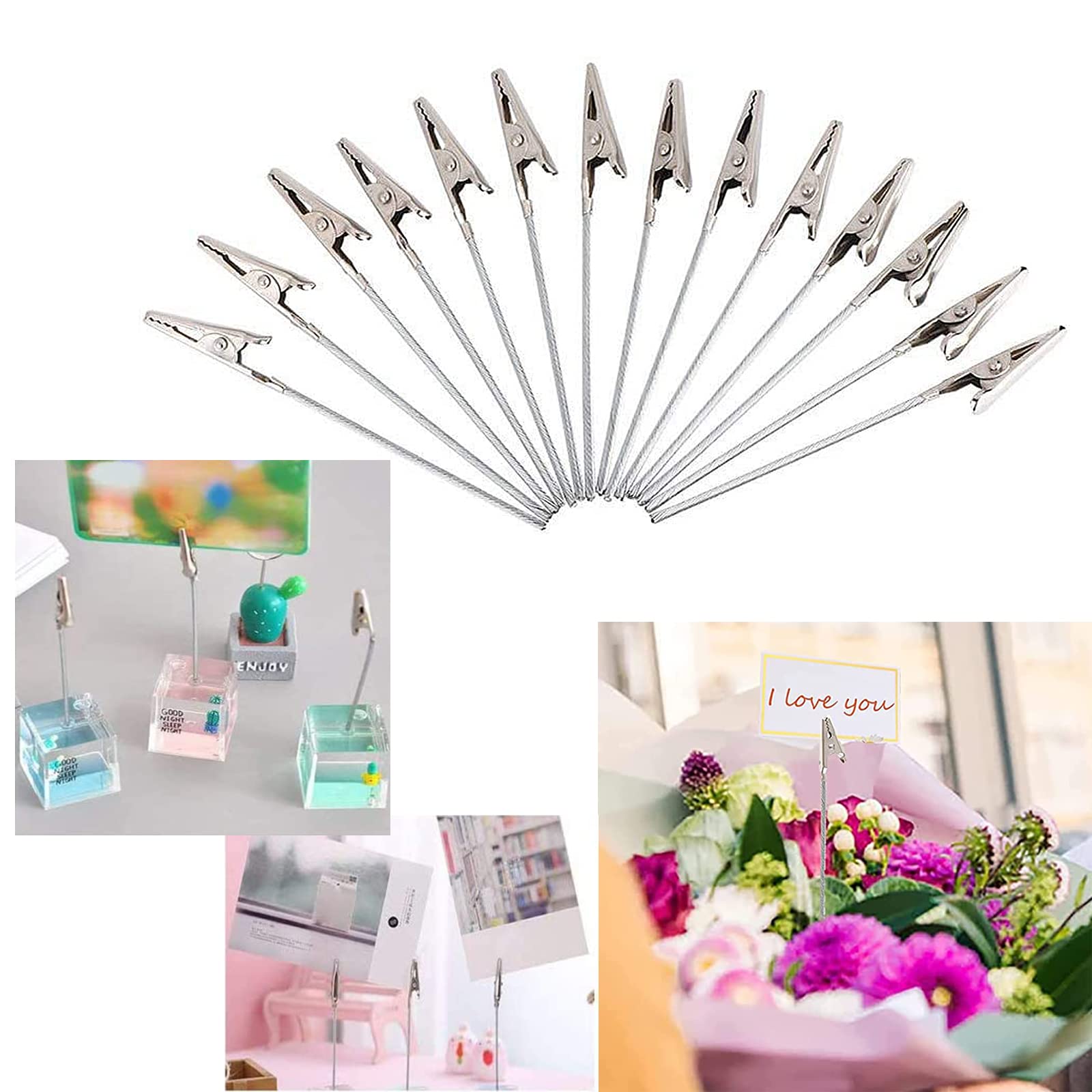 Clip A Coccodrillo 50 Pezzi 15cm - Portafoto, Promemoria, Decorazione Fai Da Te, Argento