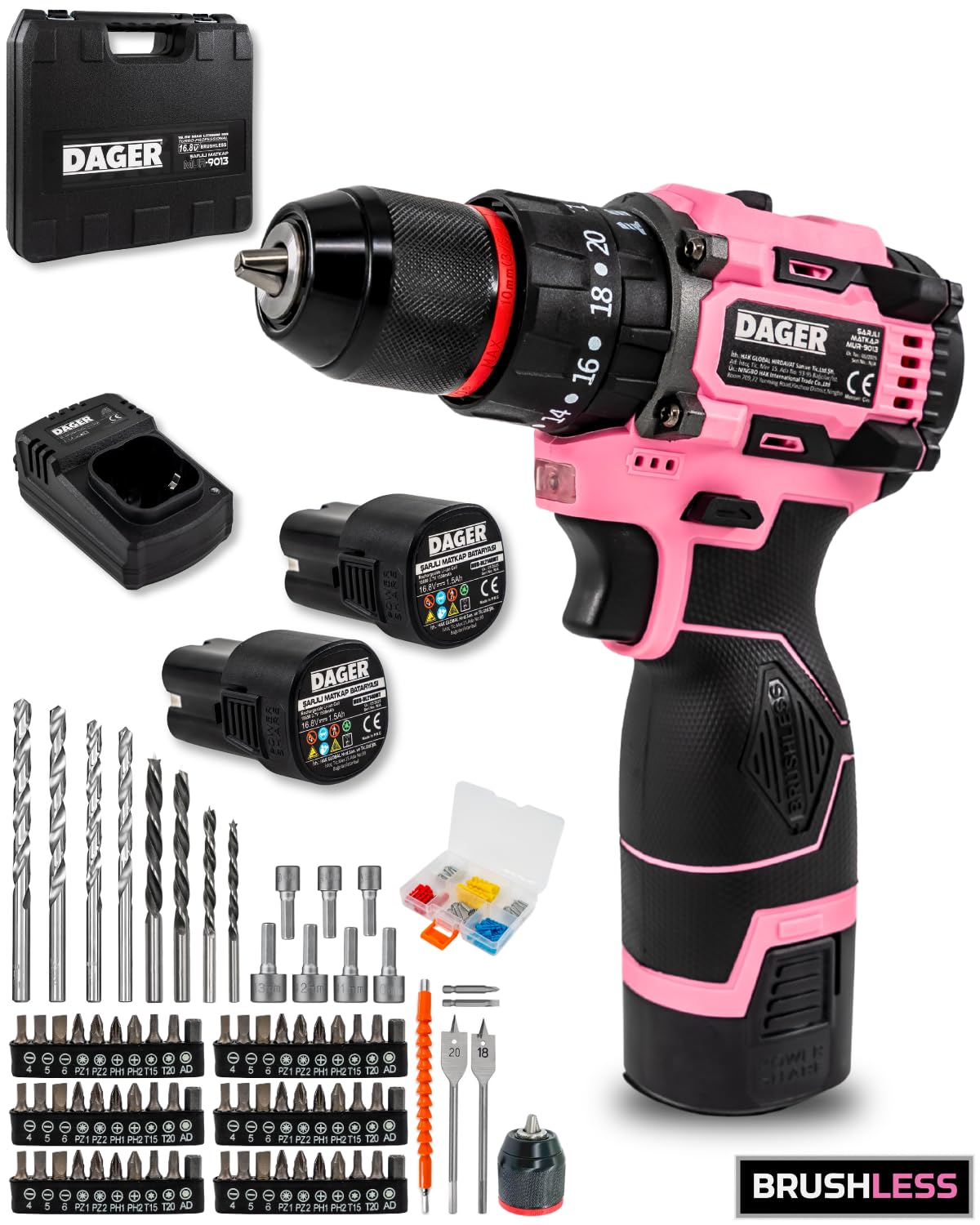 Dager NOVA 16.8V Kömürsüz Darbeli Şarjlı Matkap Vidalama Seti…