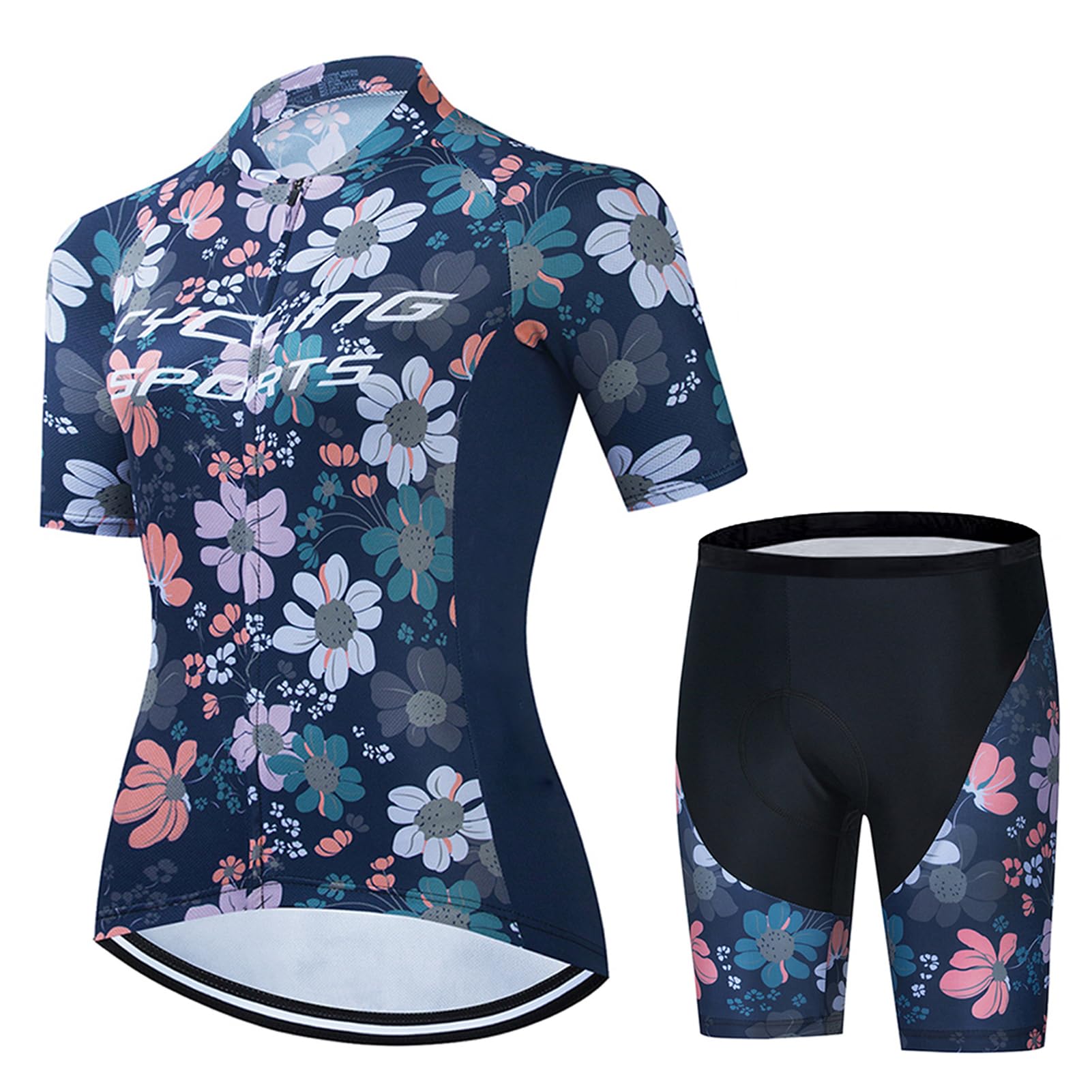 Vêtements Cyclisme Maillot de Velo VTT Femme Été,Mydawan Tenue Cycliste Manche Courte MTB Jerseys et Cuissard Shorts Bike avec 19D Coussin Gel,Ensemble Combinaisons de Cycling Respirant Séchage Rapide