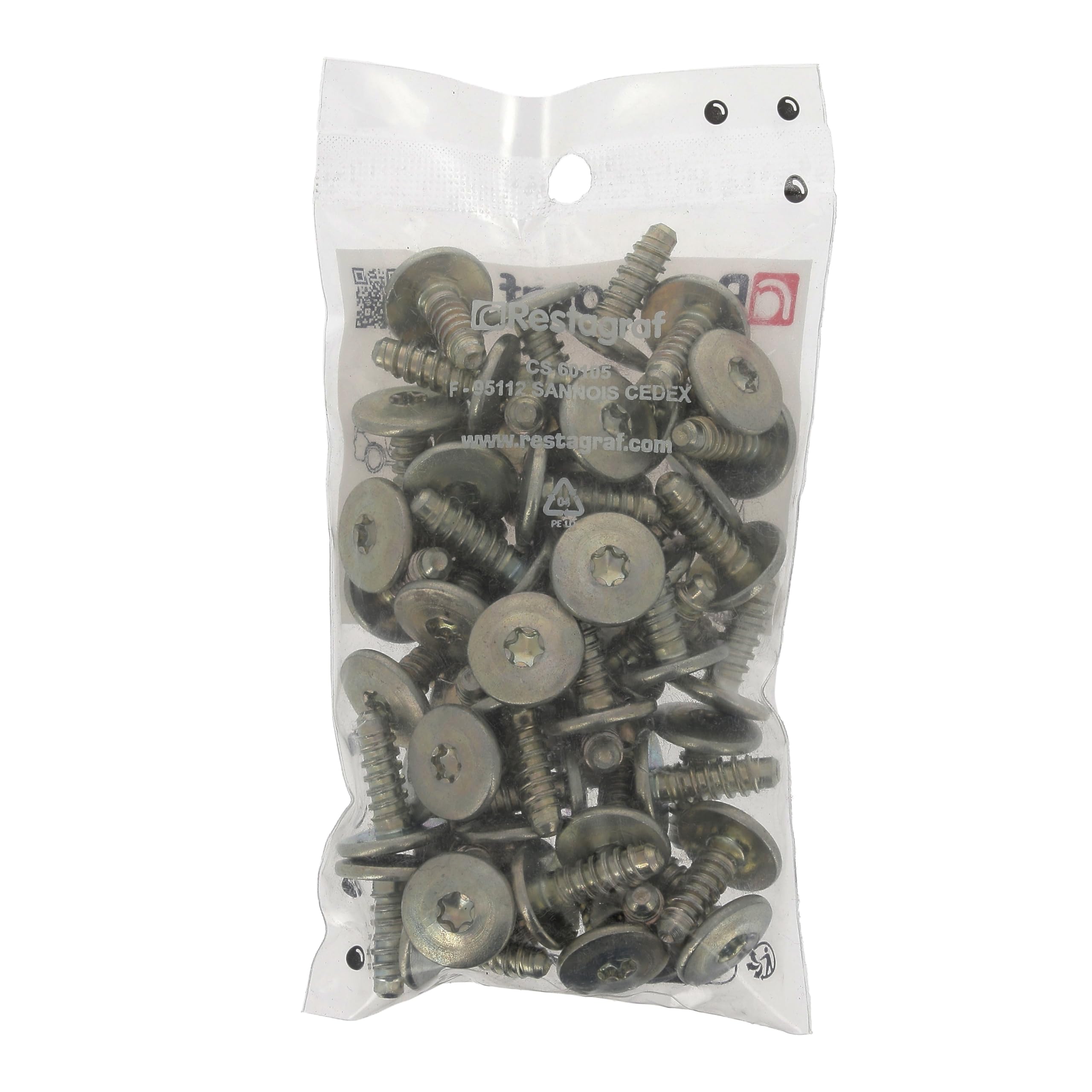 Restagraf - Tornillo cilíndrico abultado Torx Grande - Acero - Largo 18 mm. Ref. 762 - Compatible con Renault Master II, SAFRANE, Scenic, Super Cinq – Bolsa de 50