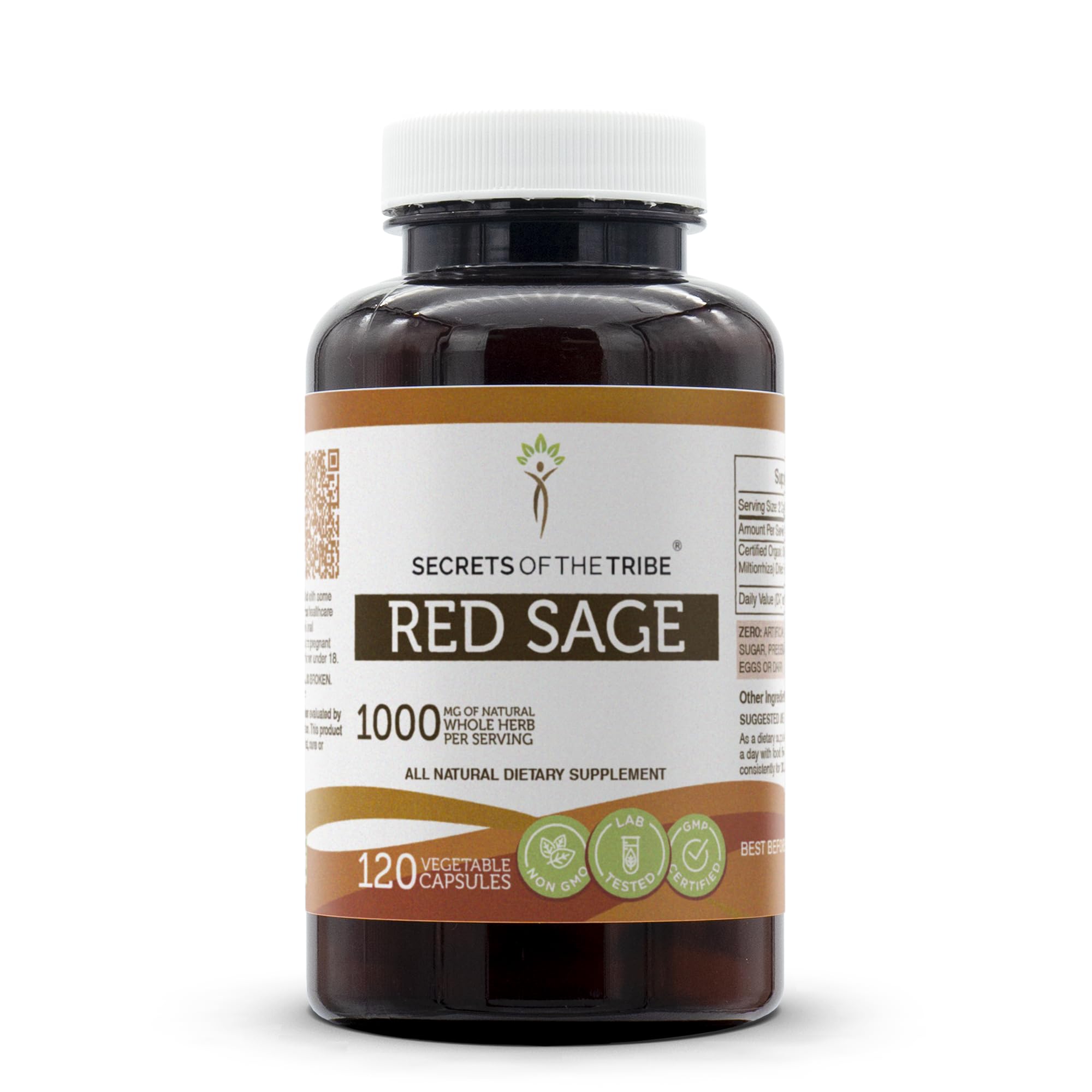 Secrets of the Tribe Red Sage 120 Capsules, 1000 mg, Red Sage (Dan Shen, Salvia Miltiorrhiza) Dried Root (120 Capsules)