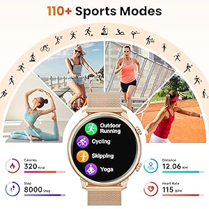 Hwagol Smart Watch for Women Android Phones iPhone Compatible(Bluetooth Call),1.39'' Round Sports Watch Fitness Tracker Heart Rate/SpO2/Sleep Monitor,Pedometer