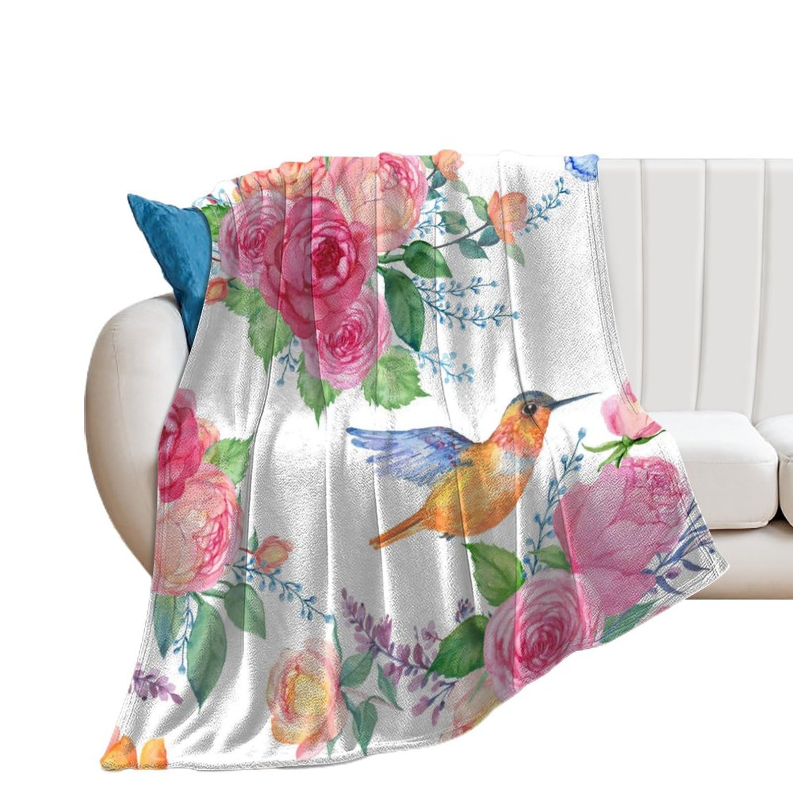 Couverture polaire fleur d'oiseau en flanelle douce : le cadeau plaid idéal