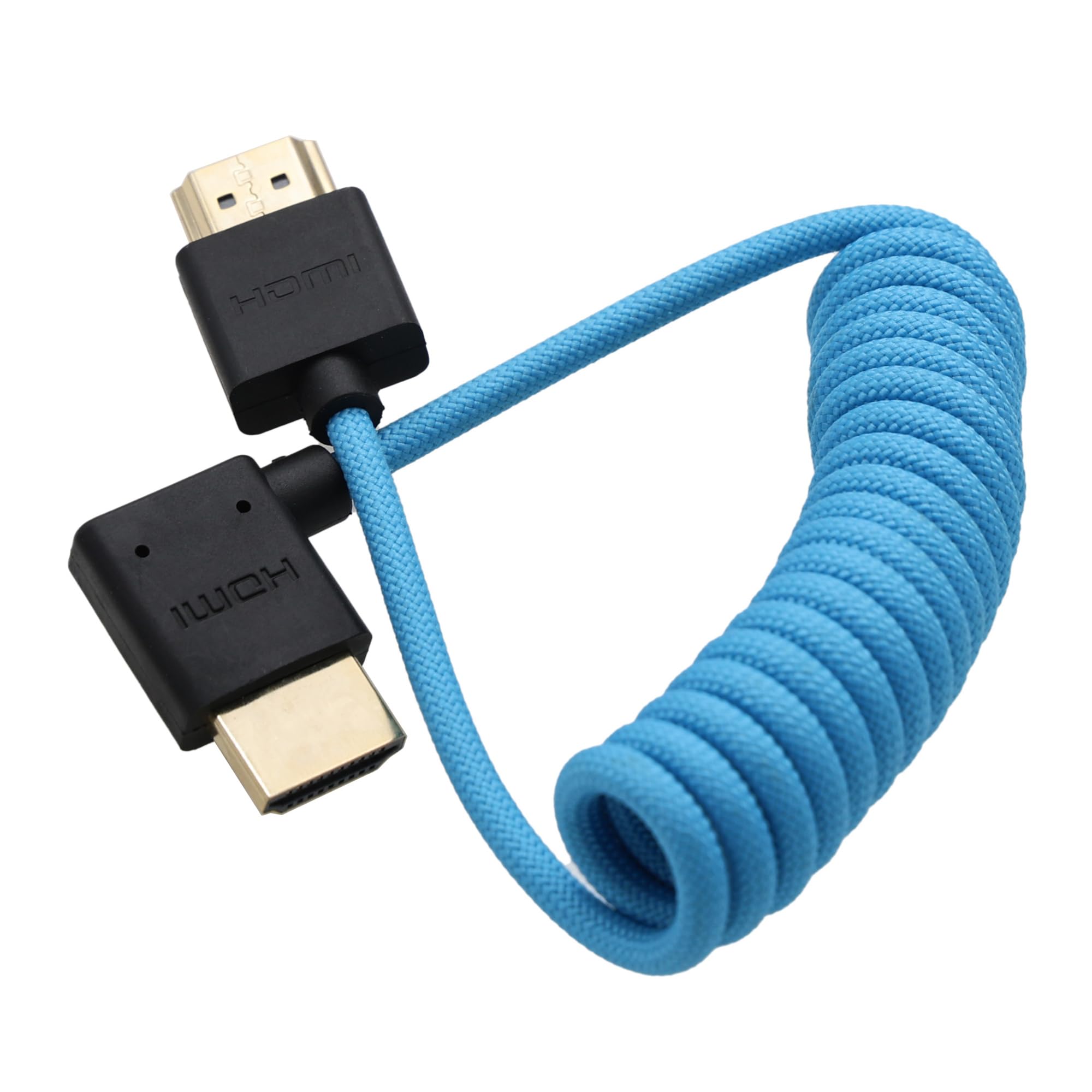 HangTon Cable de video HDMI 8K 4K ProRes Raw para ATOMOS Ninja V Shinobi, Sony A7RV A7IV FX3 FX30, Canon C80 C70 R1 R5 Mark II, Fujifilm Fuji GFX100 II, X-H2, trenzado azul en espiral