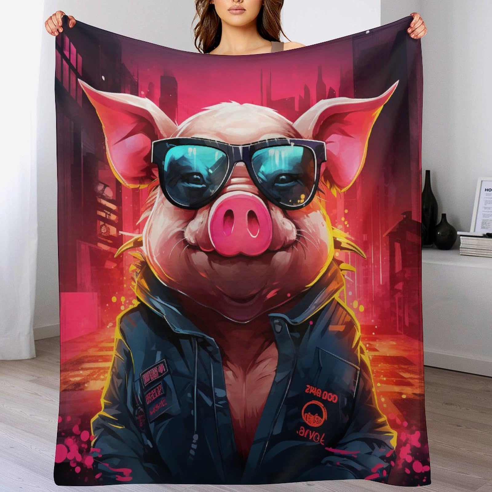 Couverture canapé cochon pour éliminer les frissons nocturnes grâce à la flanelle chaude