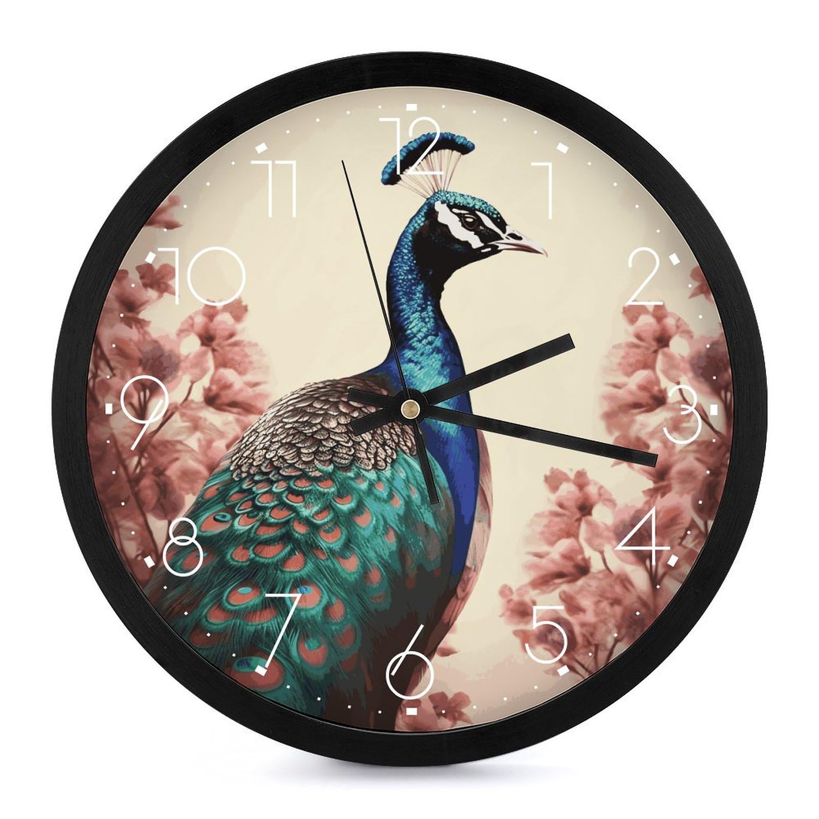 Grande horloge murale paon au design luxueux avec mécanisme silencieux de haute précision