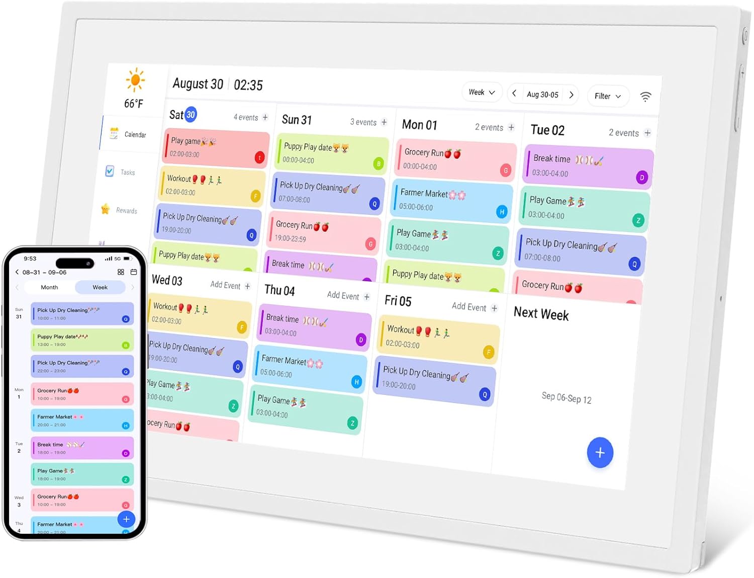 SSA 10.1" Smart Digital Calendar Family Hub | Touchscreen Display,Customizable Chore & Meal Planner, Grocery List, Schedule Planner Sync with Phone App, Ideal for Parents