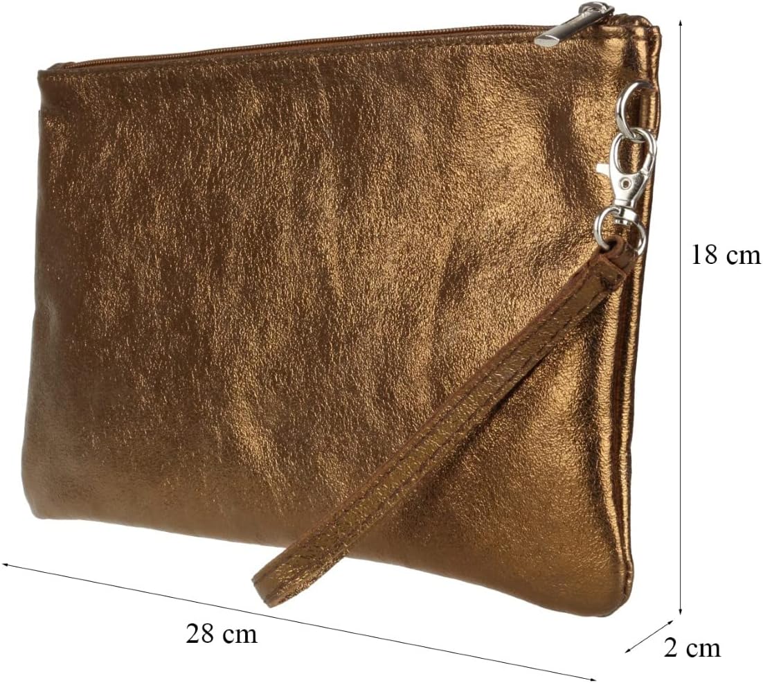 Girly HandBags Womens Italian Snake Skin Metallic Leather Clutch Bag