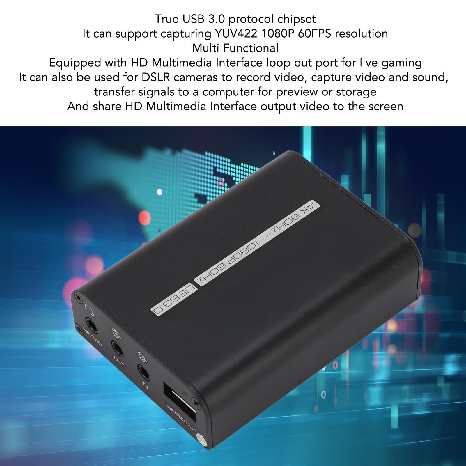 Scheda di Acquisizione Video 4K, Dispositivo di Acquisizione Video USB 3.0 con Porta da 3,5 Mm, Scheda di Acquisizione USB C per Streaming Live, Registrazione Video, Sale