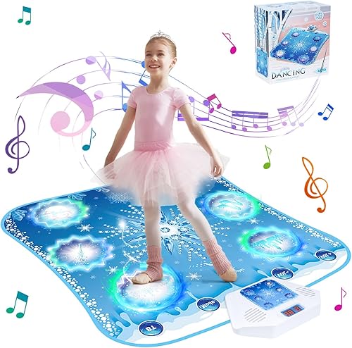 Alfombrilla de baile para niños con Bluetooth, 6 flechas iluminadas, 5 modos de juego, música incorporada, juguetes congelados para niños y niñas,