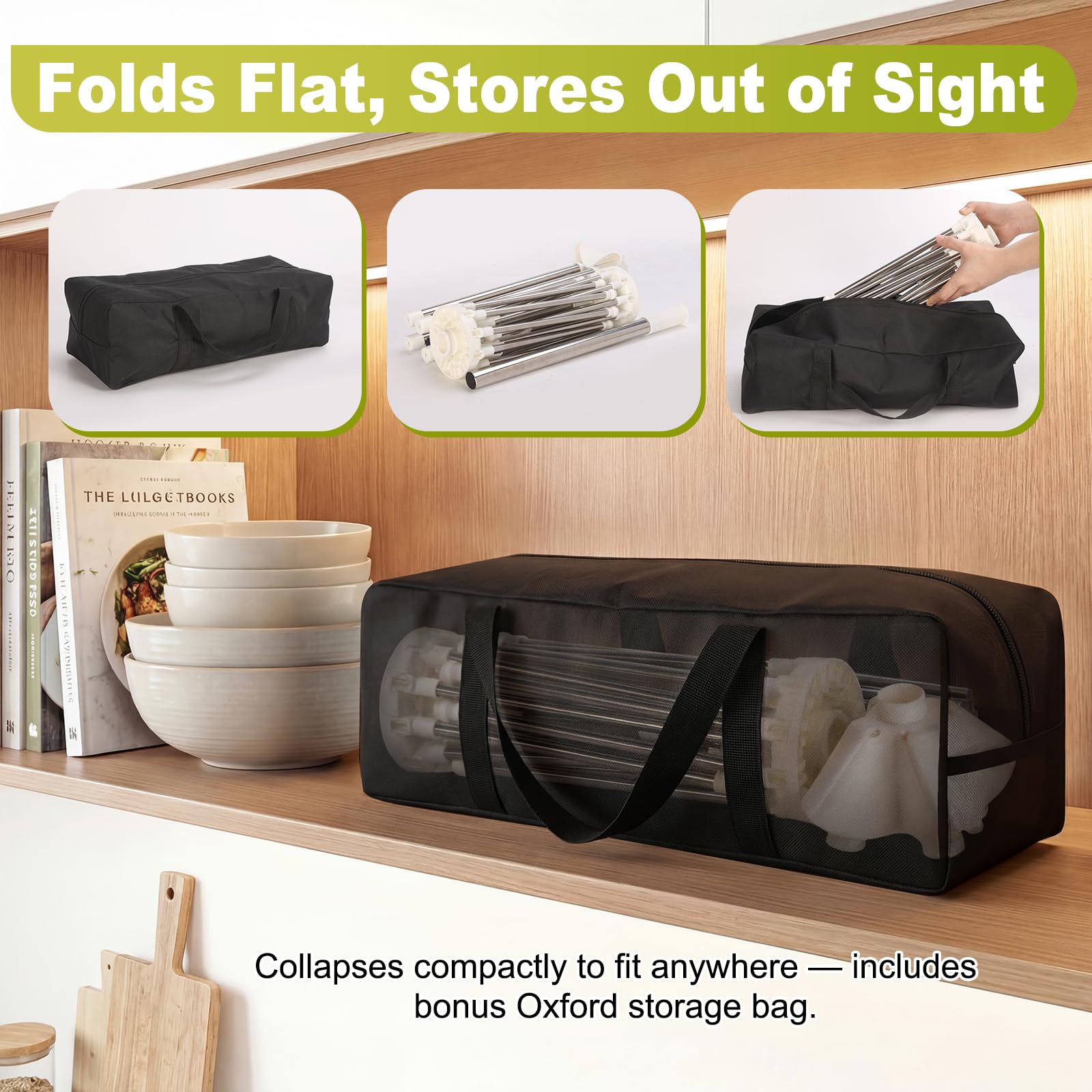 Estante plegable de secado de pasta, estante de doble capa para pasta con 20 brazos, estante de acero inoxidable hecho en casa, estante de secado de fideos para espaguetis frescos, fácil de