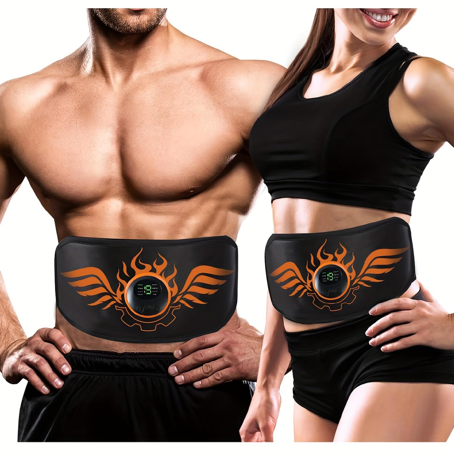 EMS Trainingsgerät, EMS Bauchmuskeltrainer,Elektrischer EMS-Bauchmuskeltrainer-Gürtel mit 19 Programmen,Bauchtrainer Ganzkörper ABS/Bauch/Arm/Po Trainer, Männer und Frauen