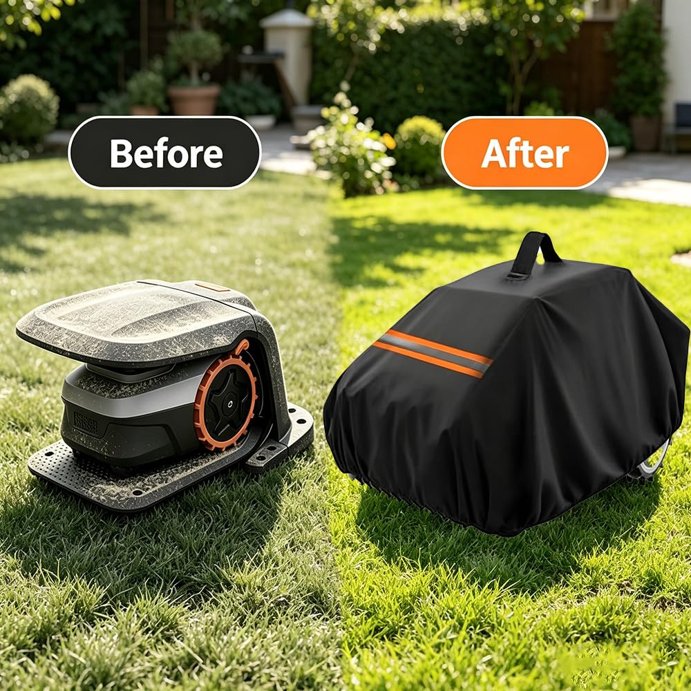 Abri Robot Tondeuse pour Sunseeker X7, Protection UV Coupe-Vent Imperméable Housse pour Tondeuse Robotisée