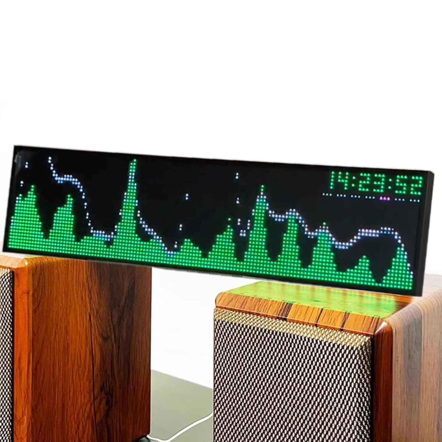 Music Rhythm Spectrum Analyzer, RGB-Audio-Level-Indikator, 5-Modi-Uhr-Display, 3,5-mm-Audioeingang, Schallaktivierter/Liniensteuerung, 36 Styles & 16 Farben, Für Music Studio
